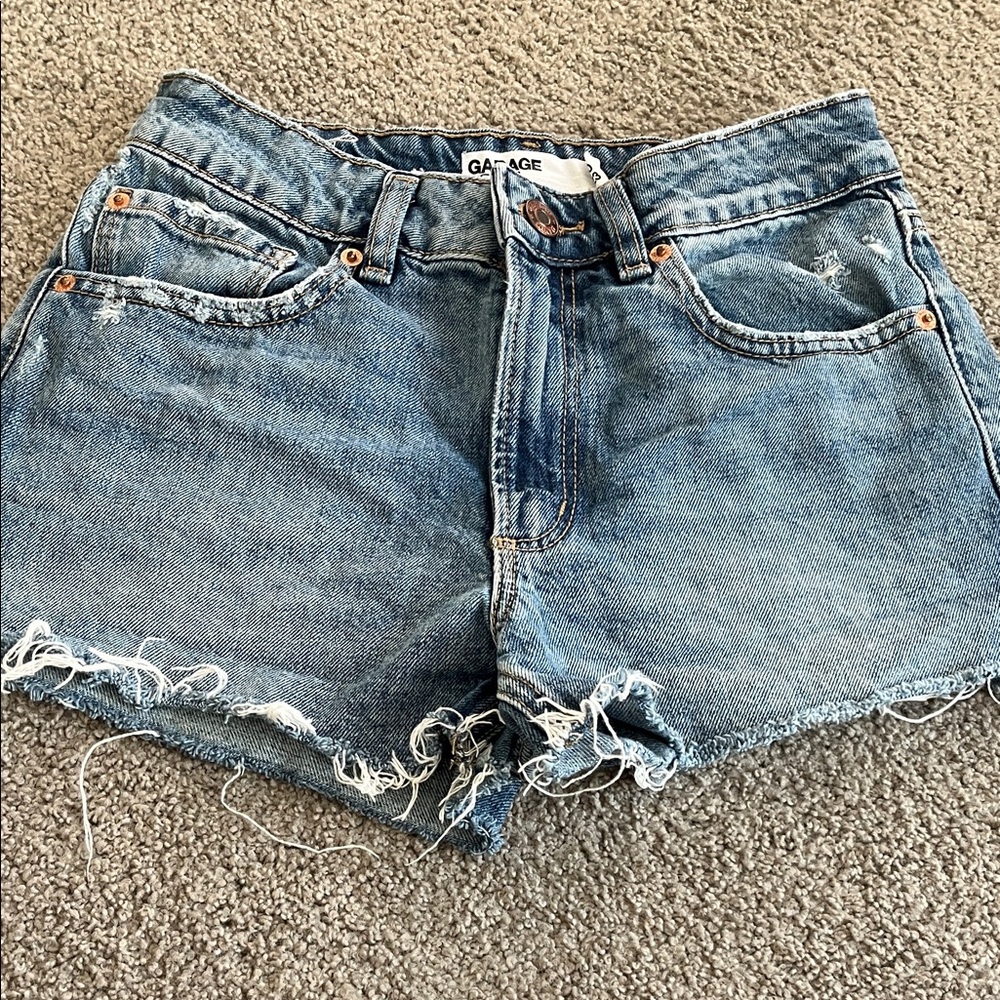 Garage Distressed Light Blue Jean Shorts